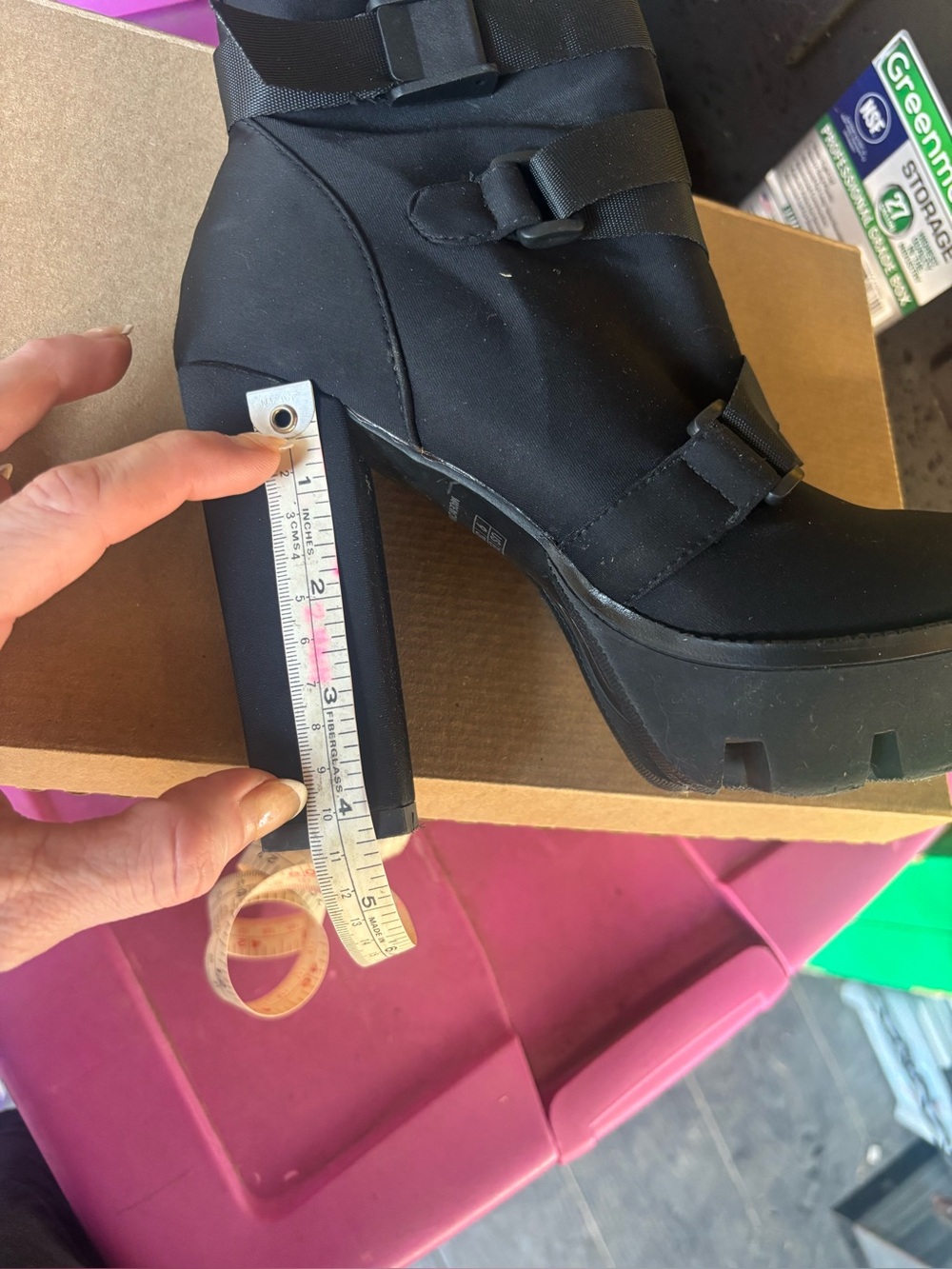 WetKiss Black Chunky Platform Ankle Boots with Straps - Picture 7 of 8